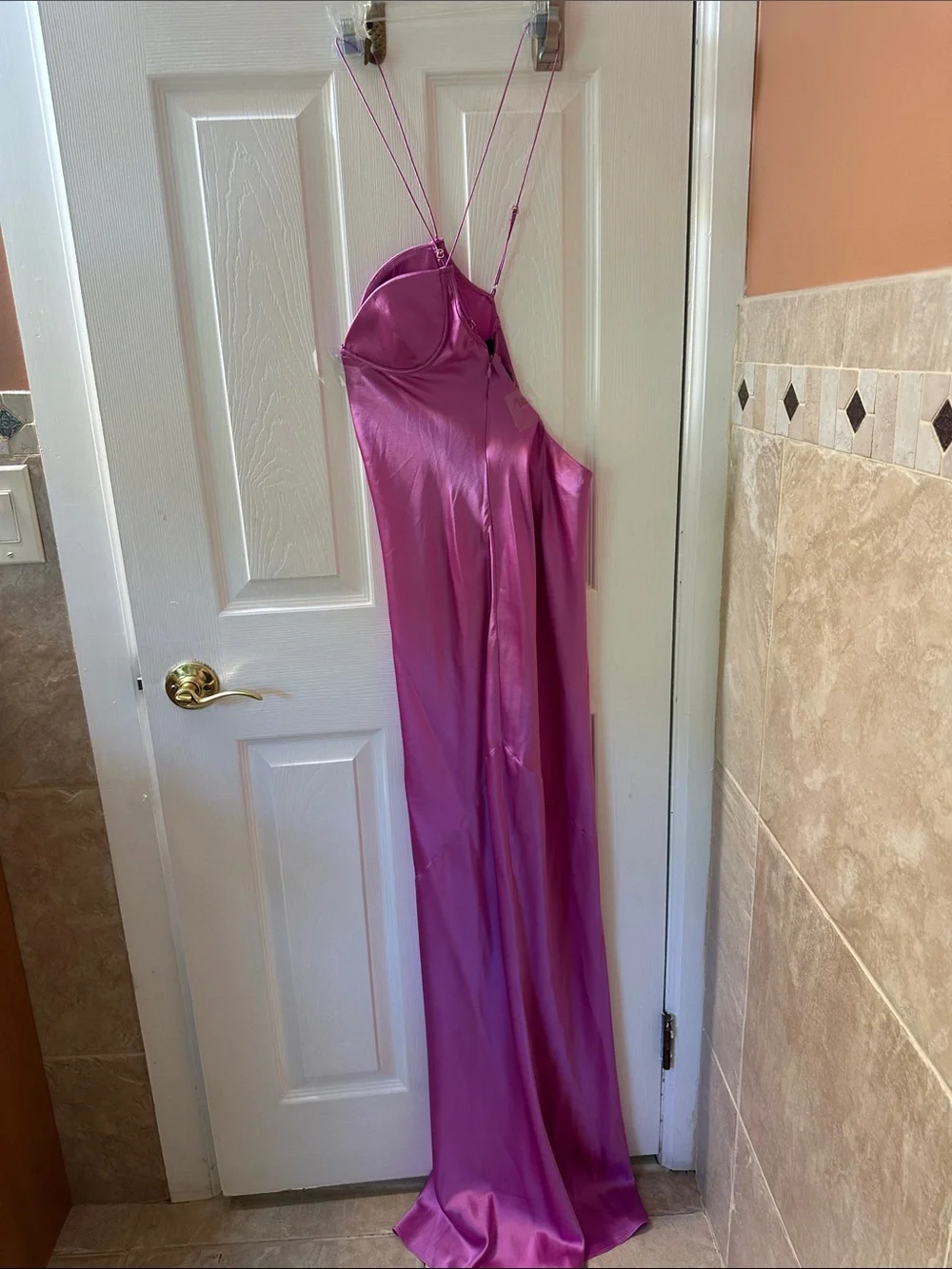 SER.O.YA Pink Silk Asymmetric Sweet Heart Neckline Long Dress Size S - Picture 10 of 16